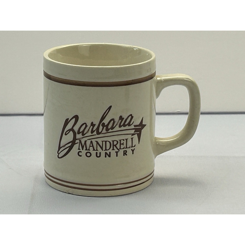 Vintage Barbara Mandrell Country Coffee Mug Cup Cream Brown Stoneware Crazing - Picture 2 of 11